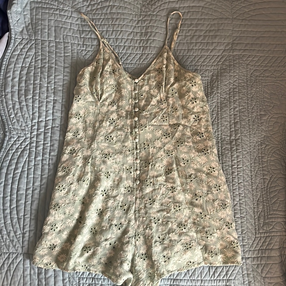 American Eagle green floral romper